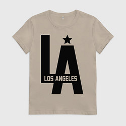 Футболка хлопковая женская Los Angeles Star, цвет: миндальный