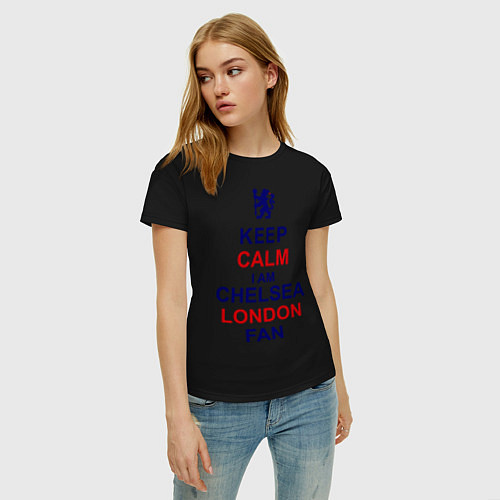 Женская футболка Keep Calm & Chelsea London fan / Черный – фото 3