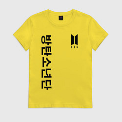 Футболка хлопковая женская BTS Korea, цвет: желтый