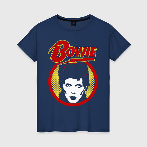 Женская футболка Дэвид Боуи / Тёмно-синий – фото 1