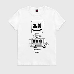 Футболка хлопковая женская Marshmello X, цвет: белый
