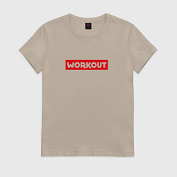 Футболка хлопковая женская Obey workout, цвет: миндальный
