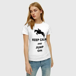 Футболка хлопковая женская Keep Calm & Jump On, цвет: белый — фото 2