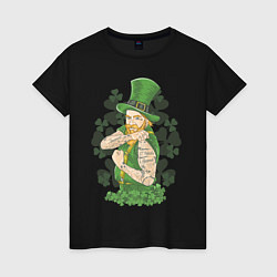 Футболка хлопковая женская St. Patrick's Day: Tatoo, цвет: черный