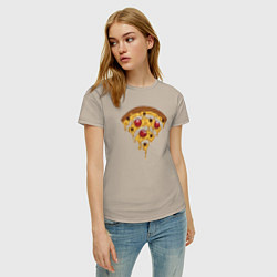 Футболка хлопковая женская Wi-Fi Pizza, цвет: миндальный — фото 2
