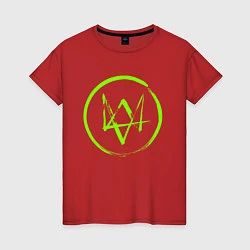Футболка хлопковая женская Watch Dogs: Green Logo, цвет: красный