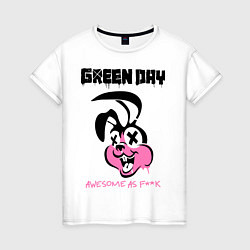 Футболка хлопковая женская Green Day: Awesome as FCK, цвет: белый