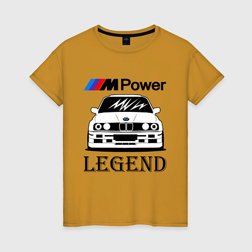 Женская футболка BMW Power LEGEND / Горчичный – фото 1