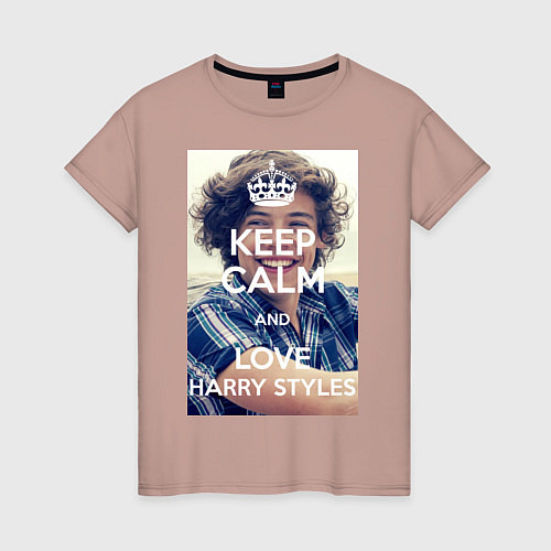 Женская футболка Keep Calm & Love Harry Styles / Пыльно-розовый – фото 1