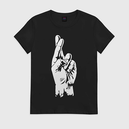 Женская футболка Cross fingers / Черный – фото 1