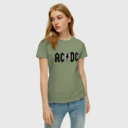 Футболка хлопковая женская AC/DC, цвет: авокадо — фото 2