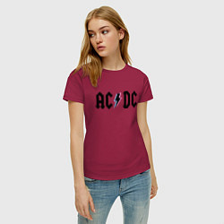 Футболка хлопковая женская AC/DC, цвет: маджента — фото 2
