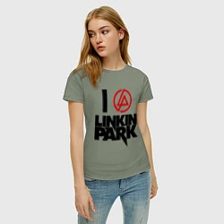 Футболка хлопковая женская I love Linkin Park, цвет: авокадо — фото 2
