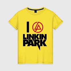 Футболка хлопковая женская I love Linkin Park, цвет: желтый
