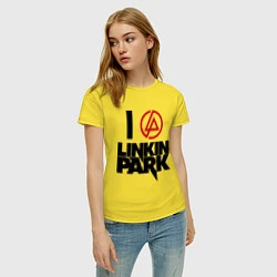 Футболка хлопковая женская I love Linkin Park, цвет: желтый — фото 2