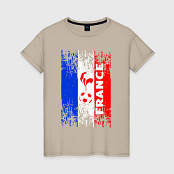 Футболка хлопковая женская France Team, цвет: миндальный
