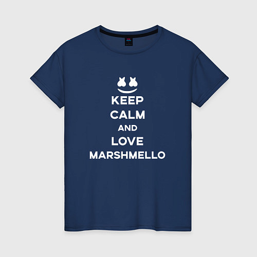 Женская футболка Keep Calm & Love Marshmello / Тёмно-синий – фото 1
