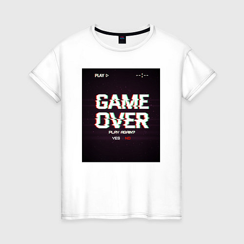 Женская футболка Game Over: Glitch Effect / Белый – фото 1