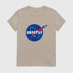 Футболка хлопковая женская NASA Delorean 88 mph, цвет: миндальный