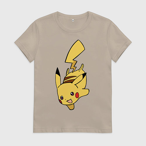 Женская футболка Радостный Пикачуха / Миндальный – фото 1