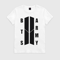 Футболка хлопковая женская BTS ARMY, цвет: белый