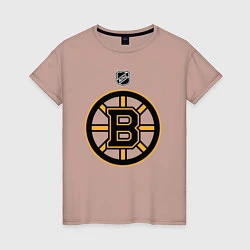 Футболка хлопковая женская Boston Bruins NHL, цвет: пыльно-розовый