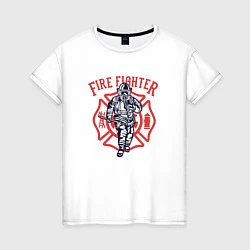 Футболка хлопковая женская Fire fighter, цвет: белый