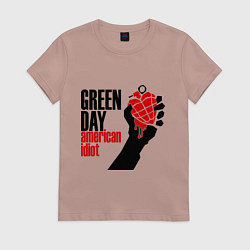 Футболка хлопковая женская Green Day: American idiot, цвет: пыльно-розовый