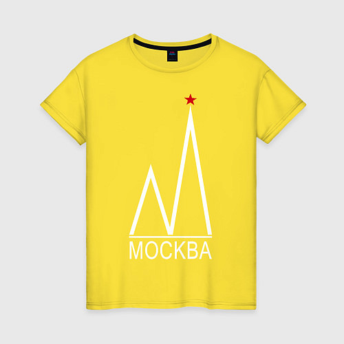 Женская футболка Москва-белый логотип-2 / Желтый – фото 1