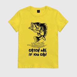 Футболка хлопковая женская Catch me if you can, цвет: желтый