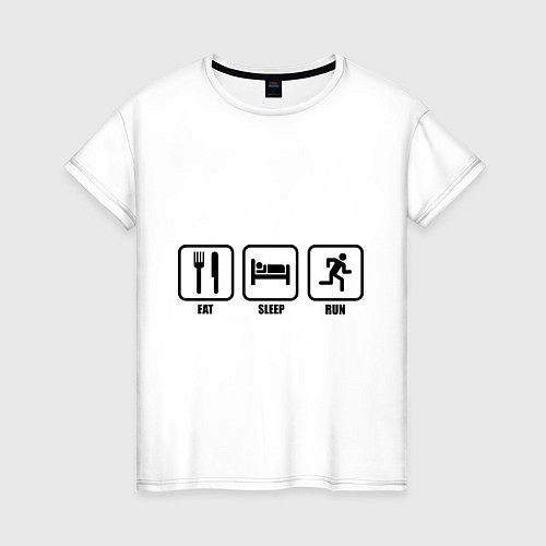 Женская футболка Eat Sleep Run (Еда, Сон, Бег) / Белый – фото 1