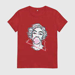 Женская футболка Blowing bubble gum glitch