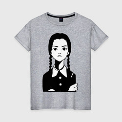 Футболка хлопковая женская Wednesday Addams, цвет: меланж