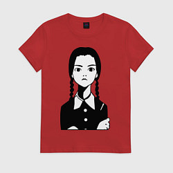 Футболка хлопковая женская Wednesday Addams, цвет: красный