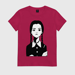 Футболка хлопковая женская Wednesday Addams, цвет: маджента