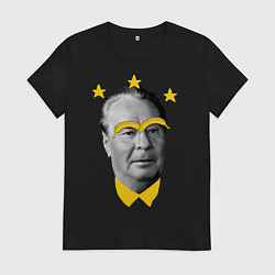 Футболка хлопковая женская Банановый Брежнев, цвет: черный