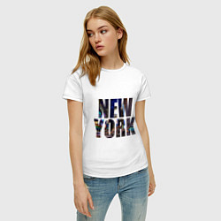 Футболка хлопковая женская New York Streets, цвет: белый — фото 2