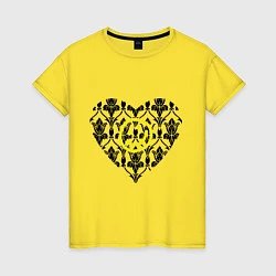 Футболка хлопковая женская Шерлок Сердце и Смайлик, цвет: желтый