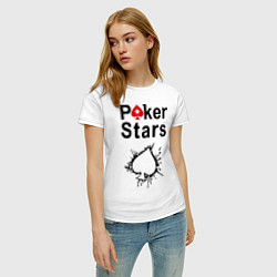 Футболка хлопковая женская Poker Stars, цвет: белый — фото 2