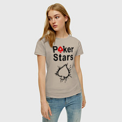 Футболка хлопковая женская Poker Stars, цвет: миндальный — фото 2