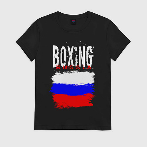 Женская футболка Бокс Россия / Черный – фото 1