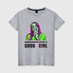 Футболка хлопковая женская GOOD GIRL BILLIE, цвет: меланж