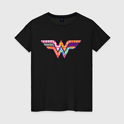 Футболка хлопковая женская Wonder Woman logo, цвет: черный