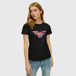 Футболка хлопковая женская Wonder Woman logo, цвет: черный — фото 2