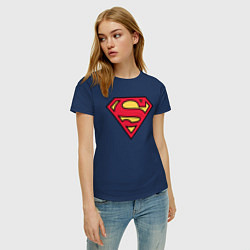 Футболка хлопковая женская Superman logo цвета тёмно-синий — фото 2