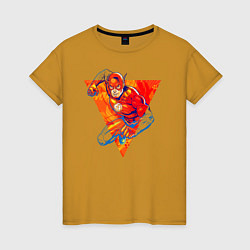 Футболка хлопковая женская Flash, Justice League, цвет: горчичный