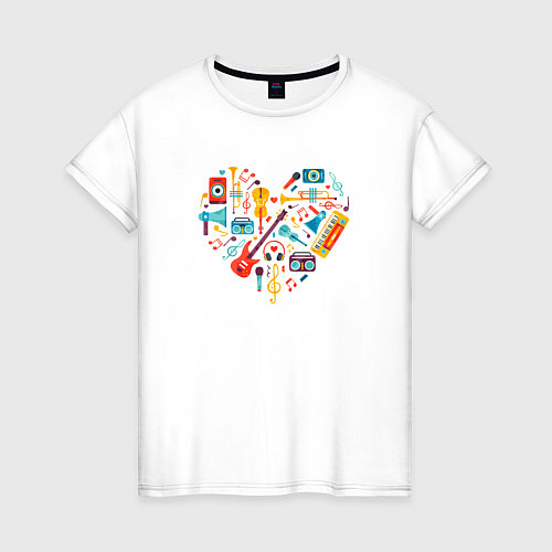 Женская футболка Музыкальное Сердце / Белый – фото 1