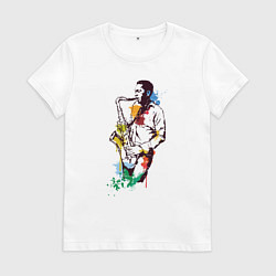 Футболка хлопковая женская Джаз, цвет: белый