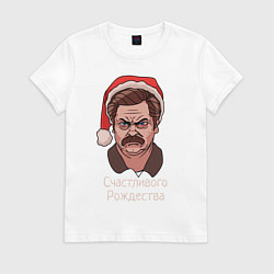 Футболка хлопковая женская Ron Swanson, цвет: белый