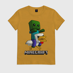 Футболка хлопковая женская MINECRAFT, цвет: горчичный